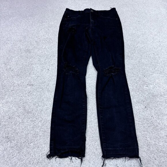 Garage Jeans Retro High Waist Jegging Black Distressed Pockets Size 5 - Picture 1 of 12